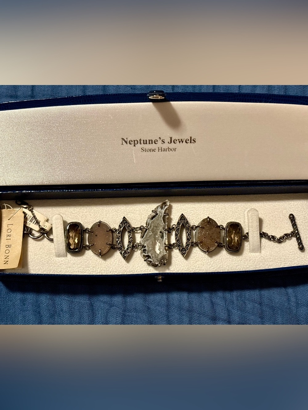 Multi-stone and silver statement bracelet